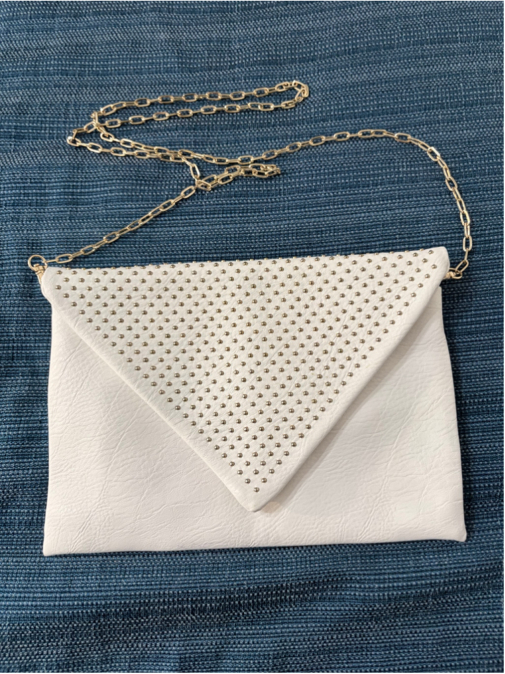 Women's Urban Expressions Studded Clutch Bag, One Size, White and Gold